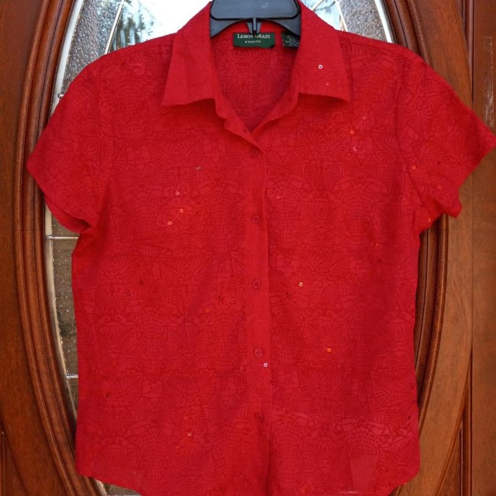 Lemon Grass Red Blouse Size PM